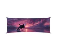 Cuscino Corpo Cuscino Gravidanza 50x135cm, Supporto Total Body Ergonomico, Copricuscini Allattamento e Maternità con Federa Velluto Lavabile, per Schiena, Pancia e Gamb (balena assassina marina) f-306