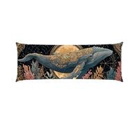 Cuscino Corpo Cuscino Gravidanza 50x135cm, Supporto Total Body Ergonomico, Copricuscini Allattamento e Maternità con Federa Velluto Lavabile, per Schiena, Pancia e Gamb, Decor (balena Luna) f-486