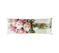 Cuscino Corpo Cuscino Gravidanza 50x140cm, Supporto Total Body Ergonomico, Copricuscini Allattamento e Maternità con Federa Velluto Lavabile, per Schiena, Pancia e Gamb (Fiore di peonia Vaso) f-643