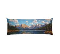 Cuscino Corpo Cuscino Gravidanza 90x30cm, Supporto Total Body Ergonomico, Copricuscini Allattamento e Maternità con Federa Velluto Lavabile, per Schiena, Pancia e Gamb (paesaggio lago) p-175