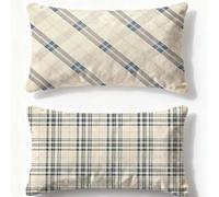 Cuscino Crema Federe Cuscini Divano 80x100cm Velluto Cuscini per Divano Set di 2,2026 Nuovo Rettangolo Stampa Fronte Retro Federe Cuscino Cuciture A Griglia per Inverno Decor Camera da Letto Q-992U