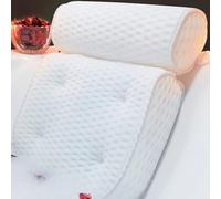 Cuscino da bagno per vasca da bagno, cuscino per vasca da bagno per adulti, supporto lombare per testa, spalle e schiena, in rete 4D con 7 ventose, spesso impermeabile, facile da pulire, adatto per