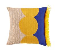 Cuscino da esterno con motivi ricamati a tre colori e frange 60X40 cm