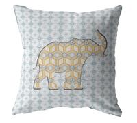 Cuscino Da Lancio Elefante Blu E Giallo 18" Per Interni Ed Esterni
