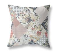 Cuscino Da Lancio Flora Nera Pesca 16" Per Interni Ed Esterni