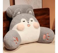 Cuscino Da Lettura Per Letto, Adorabili Cuscini Per Schienale 2 In 1 Con Rullo Per Il Collo E Braccioli, Cuscino Di Supporto In Peluche, Cuscino Da Lettura Per Adulti E Bamb(Size:60×45CM,Color:Grigio)