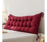 Cuscino da lettura rosso vino, lungo cuscino per schienale con laccetti, per divano e finestra a golfo, 180 x 50 cm, supporto per il massimo comfort e relax durante la lettura