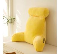 Cuscino da Lettura, Schienale Divano Supporto Cuscino, Velluto di cristallo cuscini testiera con braccioli e tutore per Il Collo, Ideale per Divano, Leggere, Giocare o Lavorare(85x60cm,Yellow)