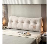 Cuscino da lettura triangolare con fodera rimovibile, cuscino per divano grande, cuscino di supporto per letto bianco, 180 x 50 x 20 cm, perfetto per camera da letto, comfort e stile