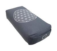 Cuscino da meditazione di alta qualità Shiva Fiore della vita con cuscino interno imbottito in pula di farro, dimensioni 40 x 20 x 10 cm, universale, lavabile separatamente (grigio)