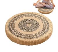 Cuscino Da Meditazione Per Pavimento | Cuscino Yoga Rotondo Intrecciato A Mano,Base Stabile Antiscivolo Per Soggiorno, E Attività Yoga All'Aperto