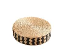 Cuscino da meditazione Pouf rotondo in paglia intrecciata da 40/45 cm, cuscino Tatami, tappetino meditazione for sedute yoga o sgabello ottomano(Black edge,45 x 10 Cm)