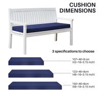 Cuscino da panca spesso Cuscino impermeabile per esterni Cuscino per sedile ad alto rimbalzo per lettino da giardino Sedia da spiaggia Balcone con copertura rimovibile Navy Blue