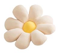 Cuscino da pavimento a forma di margherita, grazioso cuscino in peluche per sedia, decorazione per la casa, per ragazze e donne, per leggere, camera da letto o guardare la TV (cuore bianco giallo, 38