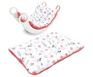 Cuscino da pavimento bambini 70x110 cm - tappetino neonati grande per palestrina e arco montessori tappeto gioco neonato gattonamento morbido bebe materassino Oeko-Tex Volpe con Terracotta