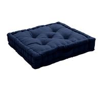 Cuscino da pavimento con maniglia, 50 x 50 x 10 cm, 100% cotone, Blu marino