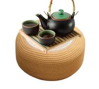Cuscino da pavimento in rattan, 50 cm, in iuta e cotone, pouf ottomano per esterni, seduta in tatami intrecciata a mano, cuscino versatile per giardino, patio, portico, terrazza, soggiorno