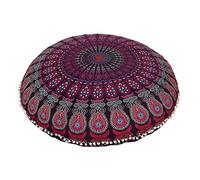 Cuscino da pavimento in stile bohémien, 81,3 cm, con motivo floreale, stile hippie, stile ottomano indiano grande, decorazione per la casa, per esterni, con motivo mandala, in cotone (lavanda)