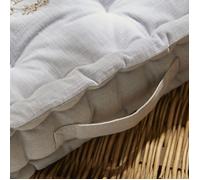 Cuscino da pavimento - TODAY - CHARME - Slub x Chambray x Ricamo Berenice - 40 x 40 x 10 cm