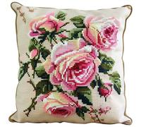Cuscino da Ricamare Punto Croce Fiore Kit 40x40cm Prestampato Set Fai da Te Con Ago e Filo da Ricamo