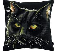 Cuscino da Ricamare Punto Croce Gatto Kit Punto Croce da Ricamare 40x40cm Prestampato Set per Cuscino Punto Croce Cuscino Punto Croce Fai da te con Ago da Ricamo e Filo da Ricamo