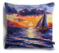 Cuscino da Ricamare Punto Croce Oceano Kit Punto Croce da Ricamare 40x40cm Prestampato Set per Cuscino Punto Croce Cuscino Punto Croce Fai da te con Ago da Ricamo e Filo da Ricamo