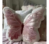 Cuscino da tiro a forma di farfalla in velluto rosa, morbido e imbottito, per divano, letto, sedia, graziosi cuscini a forma di farfalla, decorazione per la casa, stile 2-30 cm