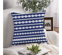 Cuscino da tiro Accessorio federa Perle bianche Collane Stringhe su strass di bellezza blu Perline Bigiotteria Ca di confine Fodera per cuscino Cuscino quadrato per divano Sedia Biancheria da le