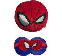 Cuscino da Viaggio 2 in 1 cuscino collo con mascherina integrata design ufficiale Disney Marvel morbido e compatto per bambini e adulti (Spiderman)