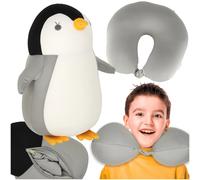 Cuscino da viaggio 2in1 peluche pinguino