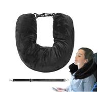 Cuscino da viaggio extra per bagagli, cuscino di supporto per il collo in peluche, federa a forma di U con cinghia per bagagli, borsa multifunzionale per il collo, grande capacità, cuscino per il