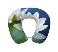 Cuscino da viaggio in memory foam con fiori di loto bianco, rimovibile, cuscino di supporto per il riposo