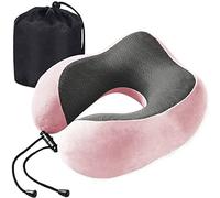 Cuscino da viaggio in Morbido,Cuscino Collo in Memory Foam Portatile, Compatto e Leggero per il Viaggio,Cuscino Aereo Morbido e Confortevole, Rosa