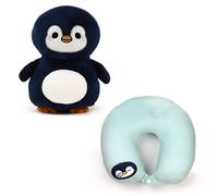 Cuscino da viaggio 2 in 1 - pinguino oceanico Puckator Swapseazzz Adoramals Bleu TU