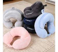 Cuscino da viaggio morbido a forma di U in memory foam per il supporto della testa, cuscino portatile per pisolino per uomo e donna, cuscino per aereo, auto e poltrone reclinabili, accessorio essenzia