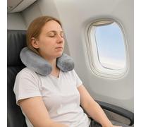 Cuscino da viaggio per il collo, in schiuma viscoelastica, ergonomico, con imbottitura in memory foam, rivestimento in velluto traspirante, rivestimento lavabile, ideale per i viaggi