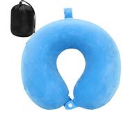 Cuscino da viaggio per il collo, per aereo, 100% pura memory foam, cuscino da viaggio per poggiatesta in volo, accessorio portatile per aereo, colore azzurro