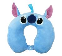 Stitch, cuscino da viaggio per bambini, con orecchie 3D, design ergonomico a forma di U, con manico di sostegno, morbido e confortevole, per auto, aereo o pisolino a casa, ideale per bambini fan