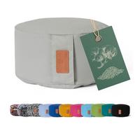 Cuscino da yoga »Vishnu« chiusura a cordoncino & pula di farro bio/alt. 15cm e 30cm diametro - ideale come cuscino yoga/cuscino zafu/cuscino meditazione/supporto meditazione.100% cotone-grigio topo
