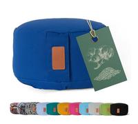 Cuscino da yoga »Vishnu« chiusura con cordoncino & pula di farro bio (coltivaz. biolog. controllata) / altezza ca 15cm e ca. 30cm diametro - ideale come cuscino yoga / cuscino zafu / cuscino meditazione / supporto meditazione / elevato comfort alla seduta / lavabile in lavatrice e ipoallergenico. Strumento ideale / accessorio (cuscino del sedile) per meditazioni prolungati