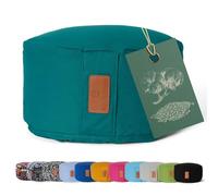Cuscino da yoga »Vishnu« chiusura con cordoncino & pula di farro bio (coltivaz. biolog. controllata) / altezza ca 15cm e ca. 30cm diametro - ideale come cuscino yoga / cuscino zafu / cuscino meditazione / supporto meditazione / elevato comfort alla seduta / lavabile in lavatrice e ipoallergenico. Strumento ideale / accessorio (cuscino del sedile) per meditazioni prolungati