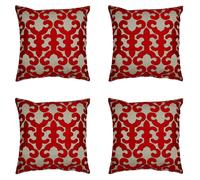 Cuscino Decorativo 4 Pezzi Fodera Cuscino Cotone Rosso Boho Orient 40cm