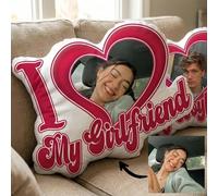 Cuscino decorativo a forma di cuore personalizzato con foto, cuscino personalizzato, cuscino decorativo con ritratto di coppia, decorazione per San Valentino 13,78 pollici/35 cm,3,94 pollici/10 cm (pi