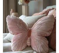 Cuscino decorativo a forma di farfalla rosa, cuscino decorativo in velluto glitterato a forma di farfalla, grazioso peluche 3D, morbido e confortevole, per soggiorno e divano (rosa-2)