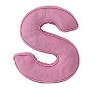 Cuscino decorativo a forma di lettera, cuscino iniziale in velluto a coste rosa, 34 x 36 cm, morbido cuscino da lancio in peluche per soggiorno, camera da letto (S)