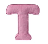 Cuscino decorativo a forma di lettera, cuscino iniziale in velluto a coste rosa, 34 x 36 cm, morbido cuscino da lancio in peluche per soggiorno, camera da letto (T)