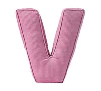 Cuscino decorativo a forma di lettera, cuscino iniziale in velluto a coste rosa, 34 x 36 cm, morbido cuscino da lancio in peluche per soggiorno, camera da letto (V)