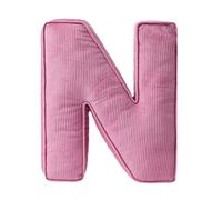 Cuscino decorativo a forma di lettera, cuscino iniziale in velluto a coste rosa, 34 x 36 cm, morbido cuscino da lancio in peluche per soggiorno, camera da letto (N)