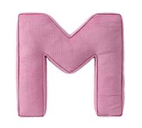 Cuscino decorativo a forma di lettera, in velluto a coste rosa, 34 x 36 cm, morbido cuscino in peluche per soggiorno, camera da letto (M)