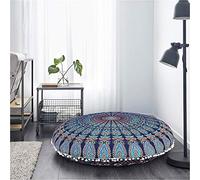 Cuscino decorativo da pavimento con piume di pavone e mandala, cuscino decorativo da 32 ", pouf indiano, sgabello bohémien, cuscino per esterni, boho sham, letto per gatti senza riempitivo